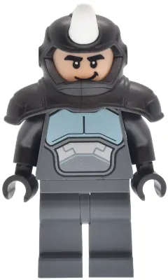 SH1106:  Rhino - Shoulder Armor with White Horn, Dark Bluish Gray Legs