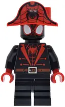 Minifigurka: SH1110:  Spider-Man (Miles 'Spin' Morales) - Black Medium Legs, Red Spider Log, Pirate Hat