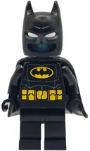 Minifigurka: SH1115:  Batman Batsuit - Black with Yellow Belt with Medium Nougat Details, Cowl with White Eyes, Flexible Rubber Cape, Trans-Light Blue Head