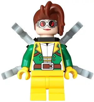 SH1118:  Doc Ock - Female, Medium Legs, Green Open Jacket, Round Goggles, Light Bluish Gray Arms