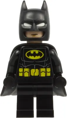 SH1123:  Batman - Black Suit, Yellow Belt with Medium Nougat Details, Cowl with White Eyes, Flexible Rubber Cape