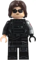 Minifigurka: SH1132:  Winter Soldier - Dark Brown Hair, Black and Light Nougat Hands