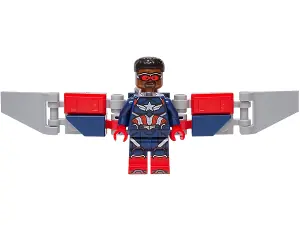 SH1162:  Captain America (Sam Wilson) - Dark Blue Suit, Dark Blue Printed Legs with Red Boots, Backpack and Wings