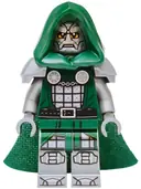 Minifigurka: SH1163:  Dr. Doom - Dark Green Hood and Cape, Flat Silver Plain Arms and Printed Legs