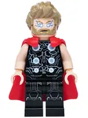 Minifigurka: SH1166:  Thor - Flexible Rubber Cape, Black Legs, Dark Tan Spiked Hair