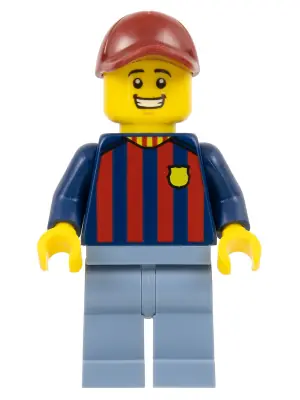 SOC144:  Soccer Fan - FC Barcelona, Male, Sand Blue Legs