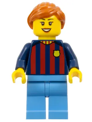 SOC146:  Soccer Fan - FC Barcelona, Female, Medium Blue Legs