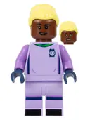 Minifigurka: SOC154:  Soccer Goalie, Female, Lavender Uniform, Reddish Brown Skin, Bright Light Yellow Hair