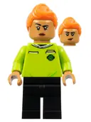 Minifigurka: SOC159:  Soccer Referee - Orange Hair, Lime Jersey, Black Legs