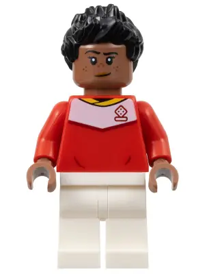 SOC165:  Soccer Spectator - Red Soccer Jersey, White Legs, Black Spiked Hair