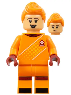 SOC166:  Soccer Spectator - Female, Orange Goalie Uniform, Orange Hair