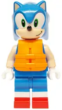 Minifigurka: SON024:  Sonic the Hedgehog - Light Nougat Face and Arms, Grin to Left, Orange Life Jacket