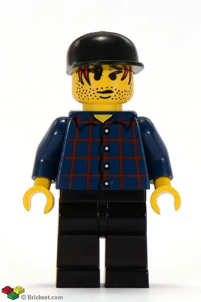 SPD014:  Plaid Button Shirt, Black Legs, Black Cap, Red Hair, Black Stubble (Taxi Driver)