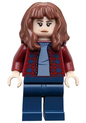 ST023:  Joyce Byers - Dark Red Plaid Flannel Shirt, Dark Blue Legs