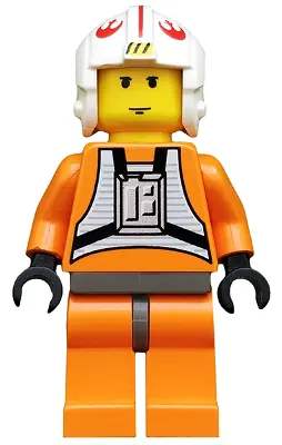 SW0019:  Luke Skywalker - Pilot Suit, Simple Torso and Helmet, Dark Gray Hips, Yellow Head