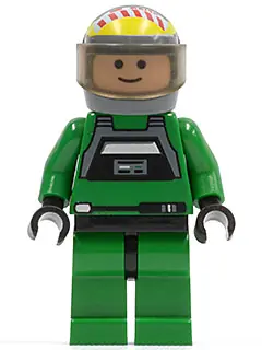 SW0031A:  Rebel Pilot A-wing - Light Nougat Head, Trans-Brown Visor, Green Jumpsuit