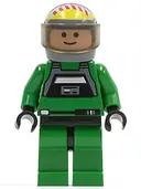 Minifigurka: SW0031A:  Rebel Pilot A-wing - Light Nougat Head, Trans-Brown Visor, Green Jumpsuit