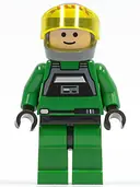 Minifigurka: SW0031B:  Rebel Pilot A-wing - Light Nougat Head, Trans-Yellow Visor, Green Jumpsuit