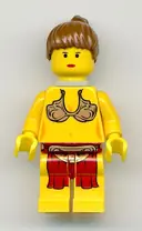 Minifigurka: SW0070:  Princess Leia - Jabba Slave Outfit, Yellow Skin, Neck Bracket