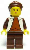 Minifigurka: SW0104:  Princess Leia - Bespin Outfit, Long Braided Hair, Plain Legs, Yellow Head
