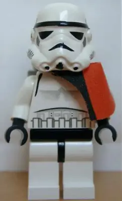 SW0109:  Sandtrooper - Orange Pauldron (Solid), Survival Backpack, No Dirt Stains, Helmet with Solid Mouth Pattern and Solid Yellow Head