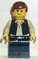 Minifigurka: SW0111:  Han Solo - Yellow Head, Black Vest over Tan Shirt, Dark Blue Legs with Belts