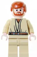 Minifigurka: SW0162:  Obi-Wan Kenobi - Light Nougat, Dark Orange Hair, Tan Legs, Gold Headset