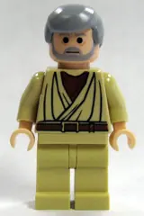 SW0174:  Obi-Wan Kenobi - Old, Light Bluish Gray Hair and Beard, Black Eyes