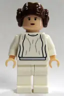 Minifigurka: SW0175:  Princess Leia - White Dress, Simple Belt, Small Eyes, Textured Hair