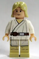 SW0176:  Luke Skywalker - Tatooine, Light Nougat, Long Hair, White Tunic, Tan Legs