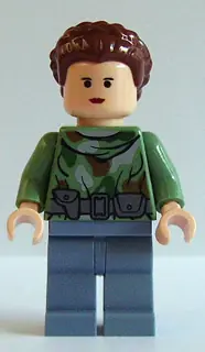 SW0235:  Princess Leia - Endor Outfit, Sand Green Camouflage, Sand Blue Legs