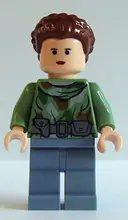 Minifigurka: SW0235:  Princess Leia - Endor Outfit, Sand Green Camouflage, Sand Blue Legs