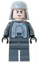 Minifigurka: SW0261:  Imperial Officer with Battle Armor (Captain / Commandant / Commander) - Dark Bluish Gray Legs, Smirk