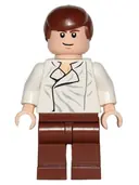 Minifigurka: SW0278:  Han Solo - White Shirt with Wrinkles on Front, Reddish Brown Legs, Lopsided Grin