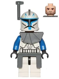 SW0314:  Clone Trooper Captain Rex, 501st Legion (Phase 1) - Dark Bluish Gray Rangefinder, Pauldron, and Kama, Large Eyes