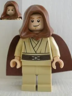 SW0329:  Obi-Wan Kenobi (Young with Hood and Cape, Tan Legs, Smile)
