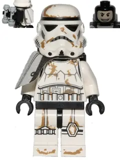 SW0383:  Sandtrooper - White Pauldron, Survival Backpack, Dirt Stains, Balaclava Head Print and Helmet with Dotted Mouth Pattern