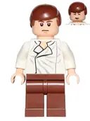 Minifigurka: SW0403:  Han Solo - White Shirt with Wrinkles on Front, Reddish Brown Legs, Dual Sided Head