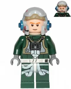 SW0437:  Rebel Pilot A-wing (Open Helmet, Dark Green Jumpsuit, Frown / Scared) (Arvel Crynyd)