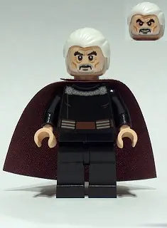 SW0472:  Count Dooku - White Combed Hair, Reddish Brown Cape, Frown / Angry