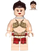 Minifigurka: SW0485:  Princess Leia - Jabba Slave Outfit, Dark Brown Long Braid, Neck Bracket