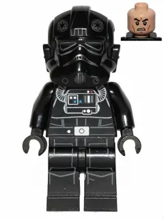 SW0543:  Imperial TIE Fighter Pilot - Light Nougat Head, Scowl, Silver Insignia on Helmet