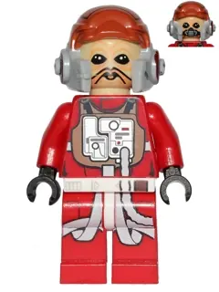 SW0556:  Ten Numb - Red Pilot Suit, Tan Head, B-Wing Pilot Helmet