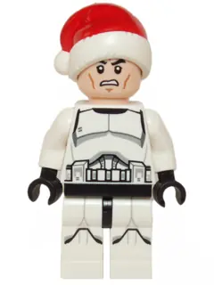 SW0596:  Clone Trooper - Printed Legs, Santa Hat, Scowl
