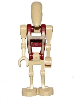 SW0600:  Security Battle Droid - Dark Red Torso with Tan Insignia, Angled Arm and Straight Arm