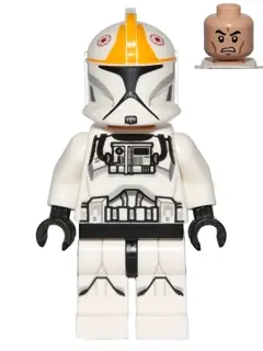 SW0609:  Clone Trooper Pilot (Phase 1) - Bright Light Orange Markings, Printed Legs, Scowl