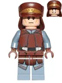 Minifigurka: SW0638:  Naboo Security Officer - Reddish Brown and Sand Blue Uniform, Light Nougat Head, Hat with Neck Protector
