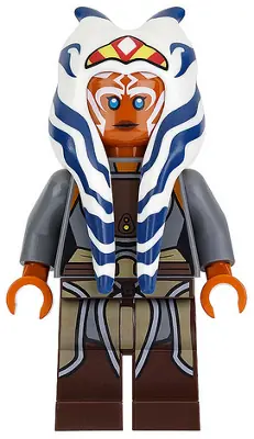 SW0759:  Ahsoka Tano (Adult) - Dark Bluish Gray Vest, Tan Tunic, Plain Arms, Dark Brown Legs