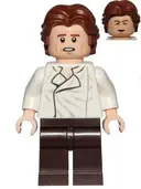 Minifigurka: SW0823:  Han Solo - White Shirt with Wrinkles on Front, Dark Brown Legs, Wavy Hair