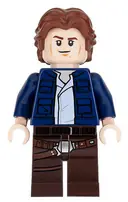 Minifigurka: SW0879:  Han Solo, Dark Brown Legs with Holster Pattern, Dark Blue Jacket, Wavy Hair